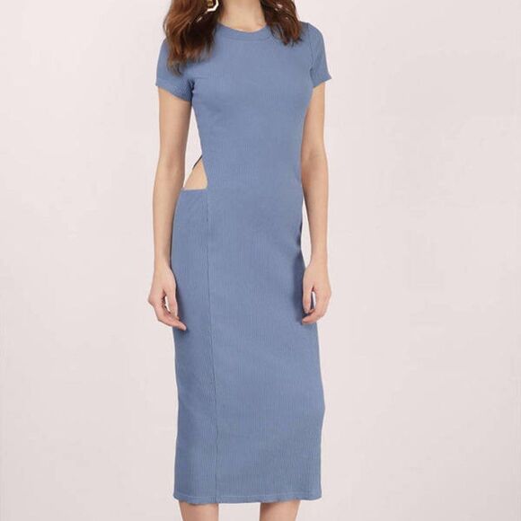 Tobi Blue Ribbed midi dress/Small - Picture 1 of 8